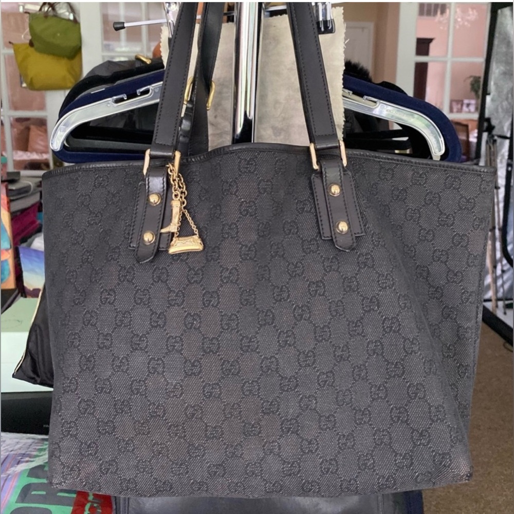 Gucci monogram black tote bag